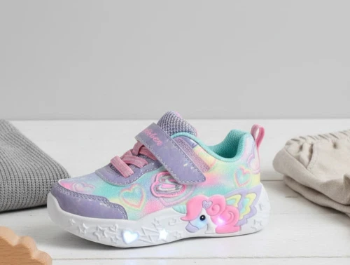 Skechers Unicorn Charmer Lil Heart Sparkles sneaker lilla med blinklys og enhjørning