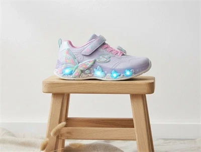 Skechers Butterfly Bliss sneaker lilla med sommerfugl og blinklys