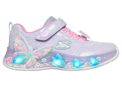 Skechers Butterfly Bliss sneaker lilla med sommerfugl og blinklys