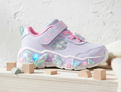 Skechers Lil Butterfly Bliss sneaker lilla med sommerfugle og blinklys