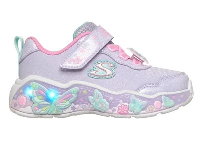 Skechers Lil Butterfly Bliss sneaker lilla med sommerfugle og blinklys