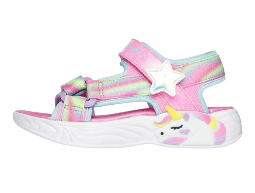 skechers sandal med glimmer og enhjørning, set fra siden