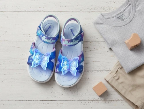 Skechers Jumpsters sandal blue multi med blinklys og sommerfugl