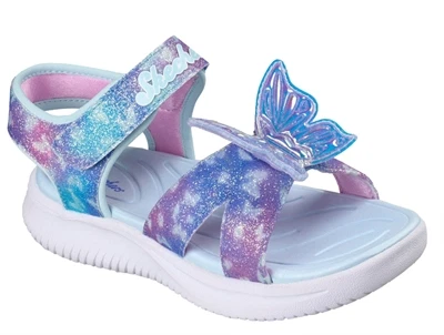 Skechers Jumpsters sandal blue multi med blinklys og sommerfugl