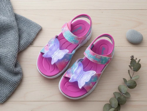 Skechers Jumpsters sandal pink multicolor med blinklys og sommerfugl