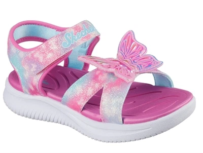 Skechers Jumpsters sandal pink multicolor med blinklys og sommerfugl