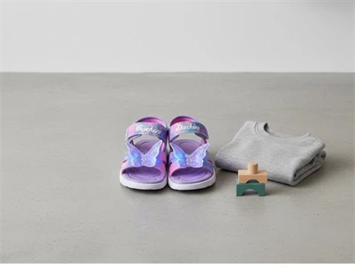 Skechers Jumpsters sandal lavender multicolor med blinklys og sommerfugl