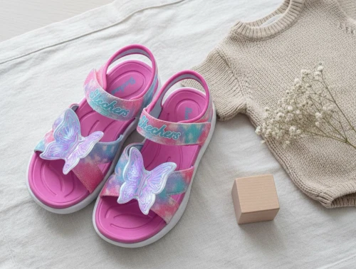 Skechers Jumpsters sandal pink multicolor med lys og sommerfugl