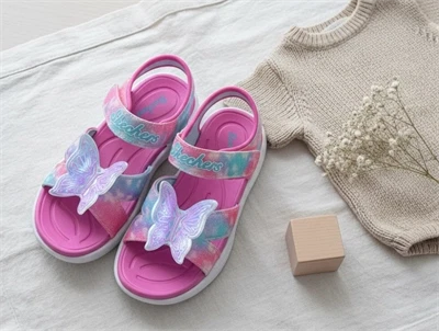 Skechers Jumpsters sandal pink multicolor med lys og sommerfugl