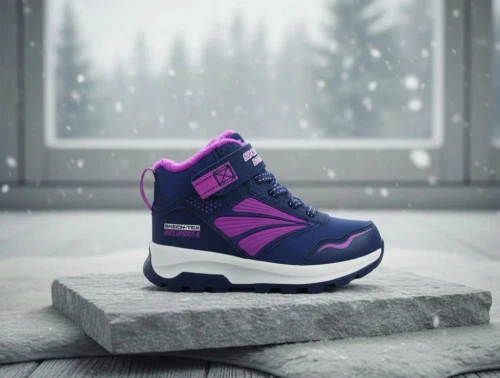 Skechers navy/purple vintersneaker med for og blink