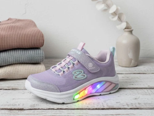 Skechers Rainbow Cruisers Glitzy Glow sneaker lilla med blinklys og glitter