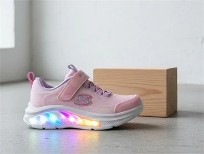 Skechers Rainbow Cruisers Glitzy Glow sneaker pink med blinklys og glitter