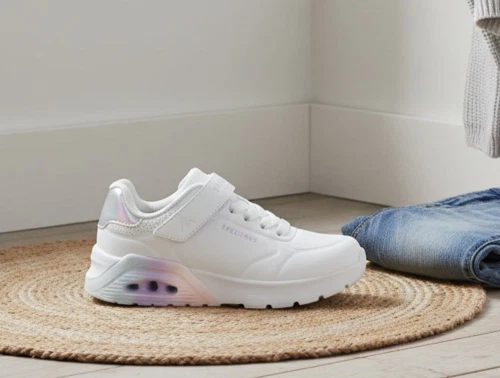 Skechers Uno Lite sneaker hvid med metallic detaljer og air cushion