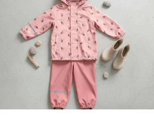 CeLaVi regnsæt peach blossom med blomster og refleksdetaljer