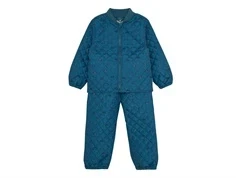 celavi termosæt i blå med bilprint og ribkant, set forfra