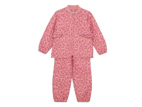 celavi termosæt i rosa med blomsterprint og refleks, set forfra