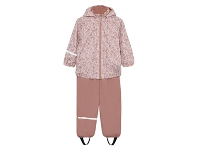 CeLaVi regnsæt i rosa nuance med blomsterprint set forfra