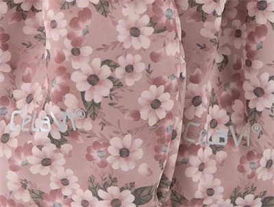 CeLaVi luffer i rosa nuance med blomsterprint detalje
