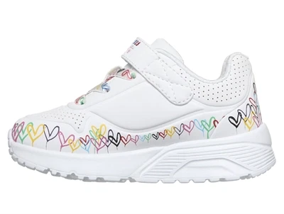 Skechers Uno Lite Heart Craze sneaker hvid med hjerteprint