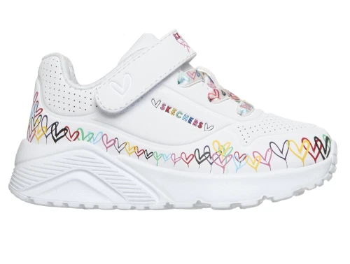 Skechers Uno Lite Heart Craze sneaker hvid med hjerteprint