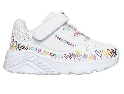 Skechers Uno Lite Heart Craze sneaker hvid med hjerteprint