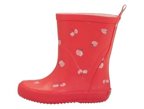 celavi gummistøvle i cayenne med frugtprint, set fra siden