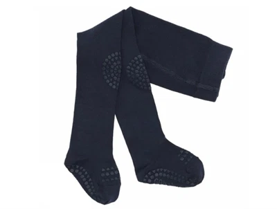 GoBabyGo kravlestrømpebukser i navy blue med gummidutter på knæ og fødder