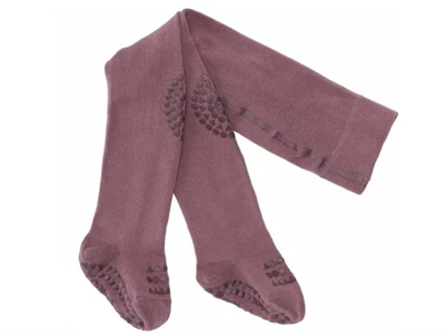 GoBabyGo kravlestrømpebukser misty plum med gummidutter