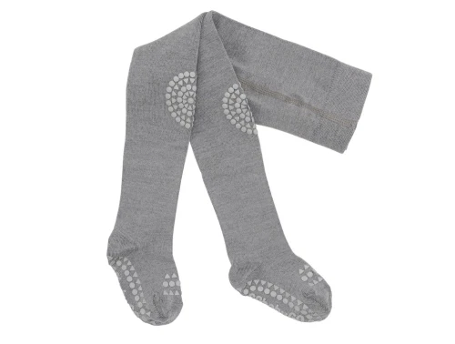 GoBabyGo kravlestrømpebukser grey melange merinould med gummidutter