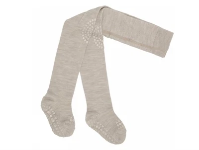 GoBabyGo kravlestrømpebukser merinould sand med gummidutter