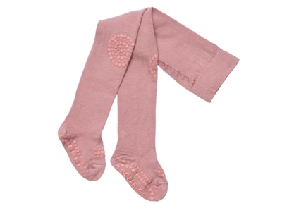 GoBabyGo kravlestrømpebukser rose blush merinould med gummidutter