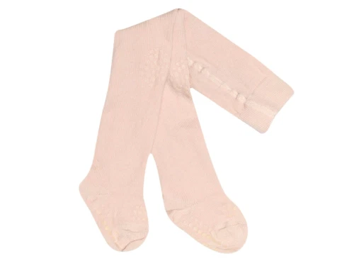 GoBabyGo kravlestrømpebukser rose dust merinould med gummidutter