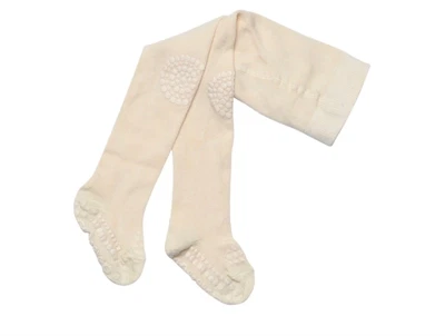 GoBabyGo kravlestrømpebukser bamboo offwhite med gummidutter