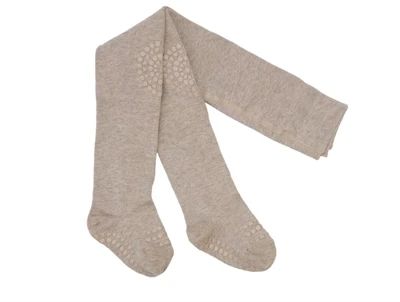 GoBabyGo kravlestrømpebukser bamboo sand med gummidutter
