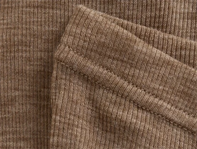 CeLaVi brun merinould leggings rib detalje