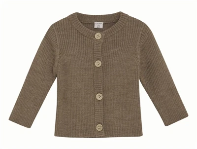 CeLaVi brun merinould cardigan forfra