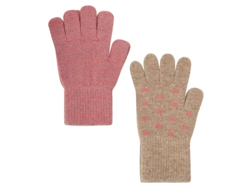 CeLaVi fingervanter i brick dust med hjerter set forfra