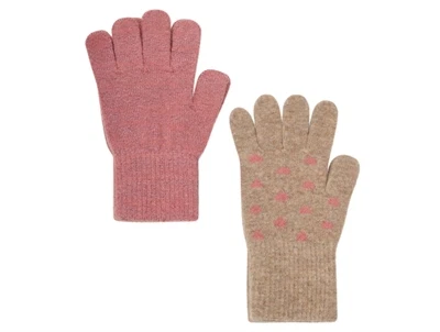 CeLaVi fingervanter i brick dust med hjerter set forfra