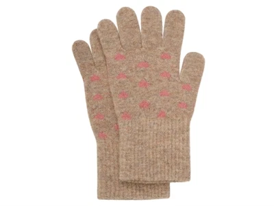 CeLaVi fingervanter i brick dust med hjerter vist fra siden