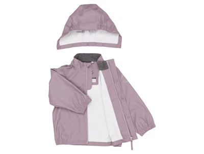 Jakke med aftagelig hætte fra Mikk-line regnsæt i farven nirvana forfra