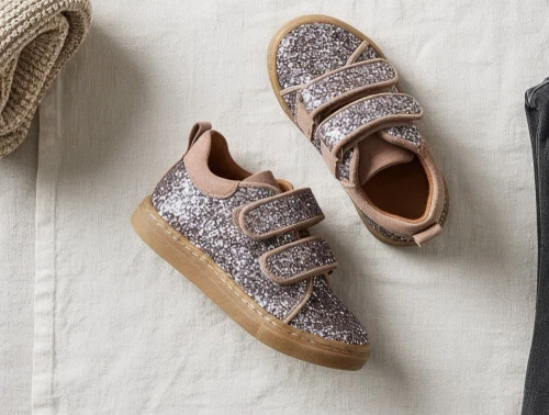 Angulus glitter sneaker pastel multi glitter med ruskindskanter og velcro