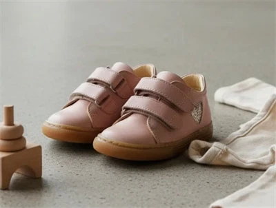 Angulus sko rosebud med glimmerhjerte