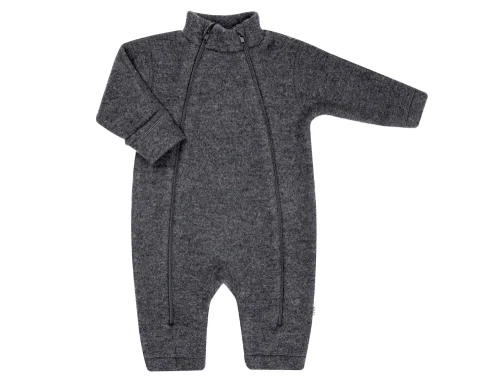 Joha mørkegrå heldragt i børstet uld med lynlåse