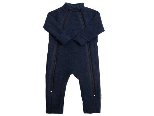 Joha mørkeblå heldragt i børstet uld med lynlåse