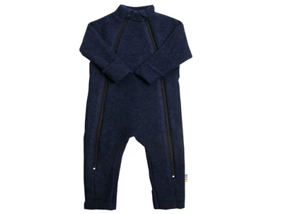 Joha mørkeblå heldragt i børstet uld med lynlåse