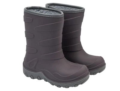 Mikk-Line termostøvle i sparrow gråbrun med lilla toner set forfra