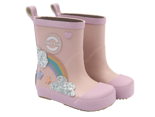 Mikk-Line gummistøvler adobe rose med regnbue detaljer