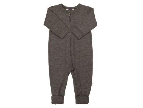 Joha heldragt i brun melange merinould og silke med lynlås og 2-i-1 fod