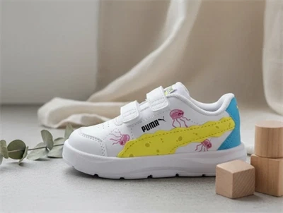 Puma white celandine/blue pink sneaker Evolve Court SpongeBob