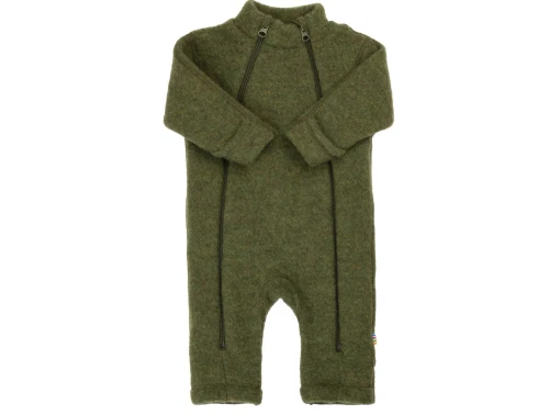 Joha ulddragt i mørk oliven børstet merinould med dobbelt lynlås  